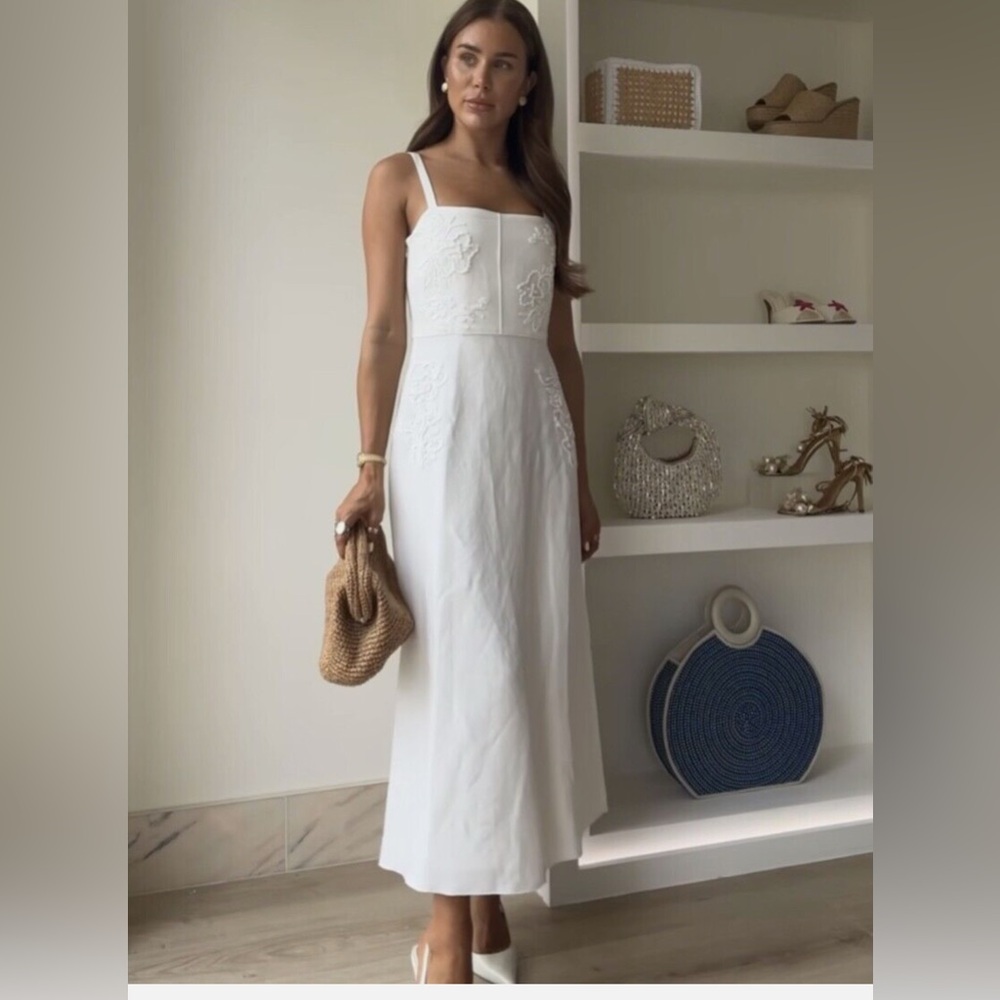 Zara embroidered linen dress